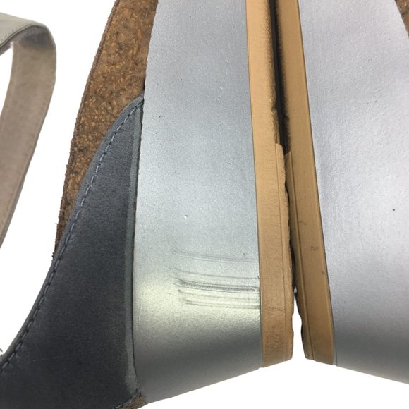 Naot Pixie Leather Wedge Ankle Strap Sandals White Silver EU 41 US 10-10.5 - Picture 14 of 15